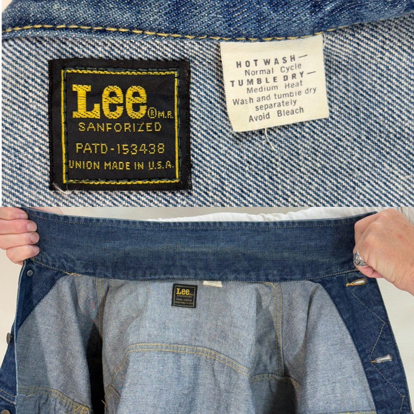Size 50-52US / 60-62EU. Authentic 1970s Lee Union Made Denim Jacket – Made in USA – Two Chest Pockets