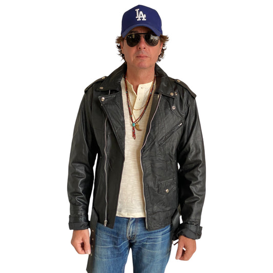 Medium Recycled Leather Motorcycle Jacket | Eco-Friendly Biker Gear