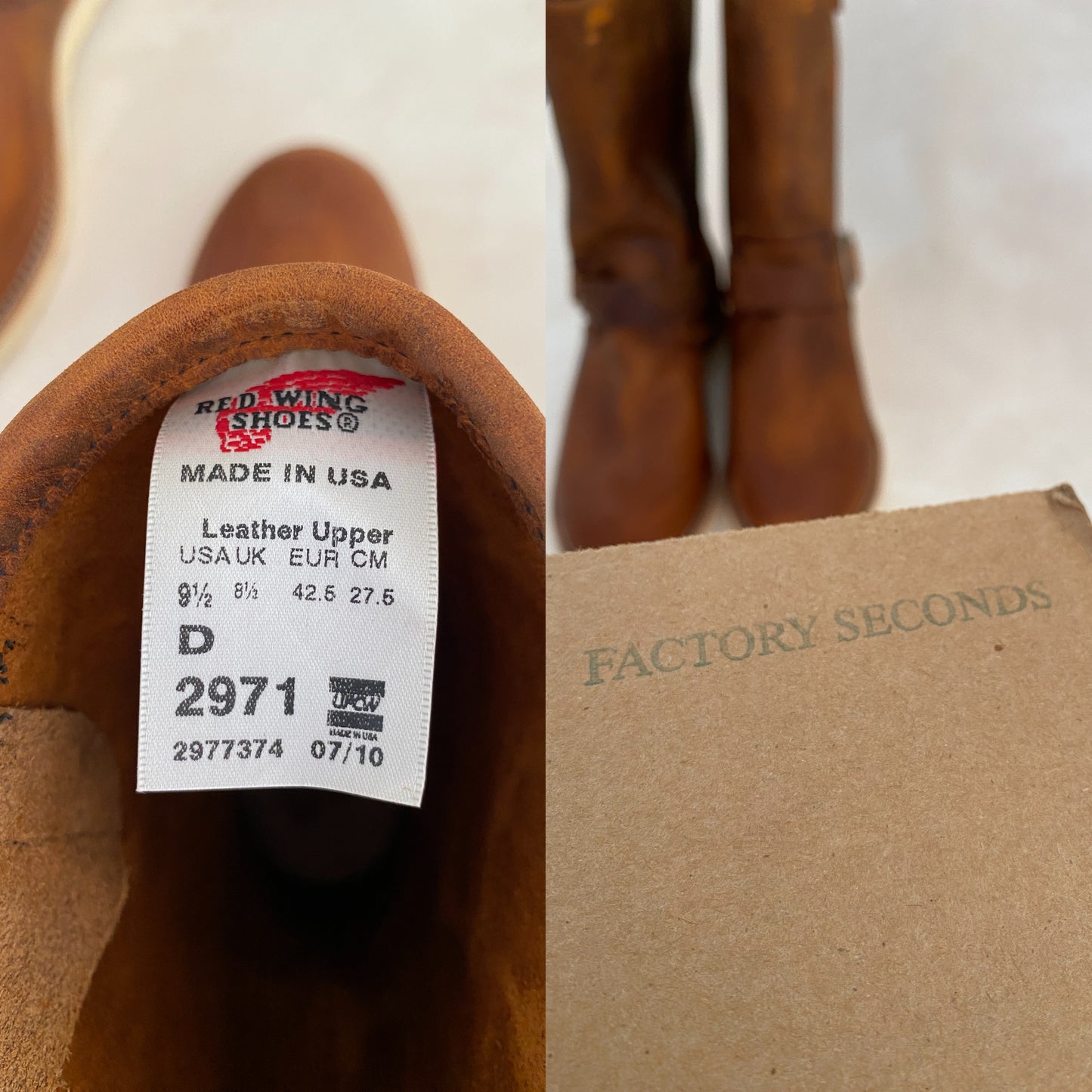 Size 9.5D (42.5 Euro) RW 2971 Heritage Engineer Boots, Made in USA Seconds