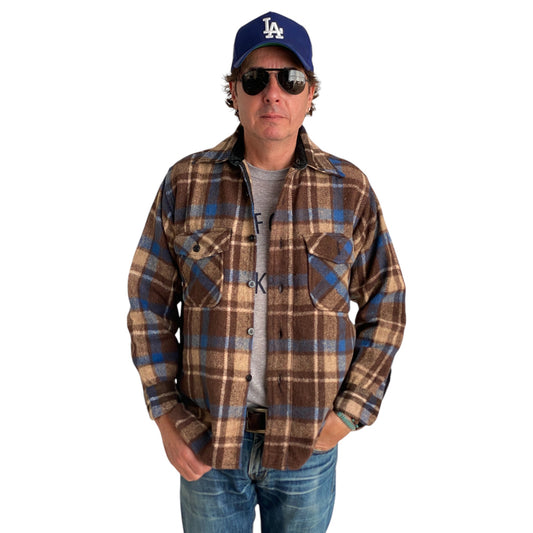 Med. Vintage plaid heavy shirt jacket By Sears mens store