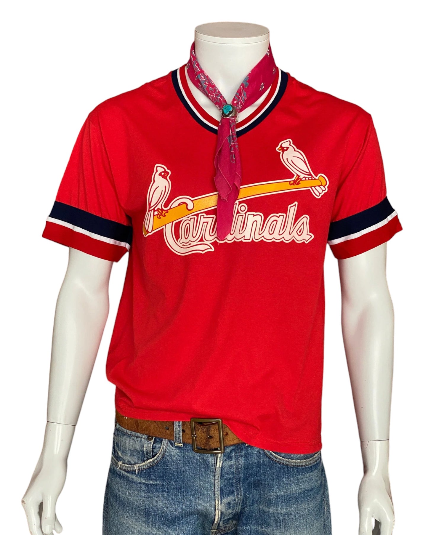 Cardinals Baseball 80s Vintage Poly-cotton T-shirt Size M Made in USA by Russell Athletic