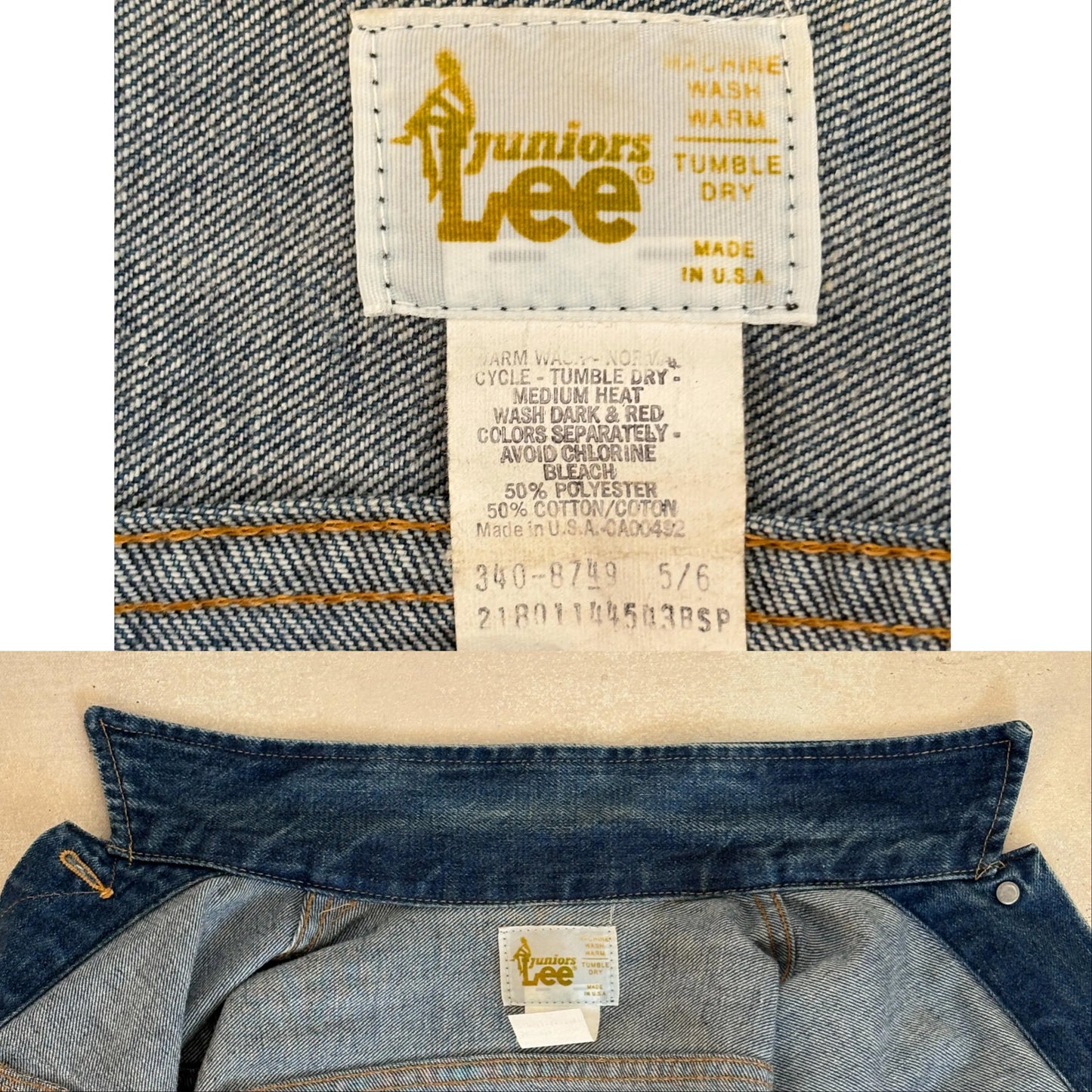 Size 5/6 USA .Vintage 70s Lee Denim Jacket – 2 Pockets – Made in USA