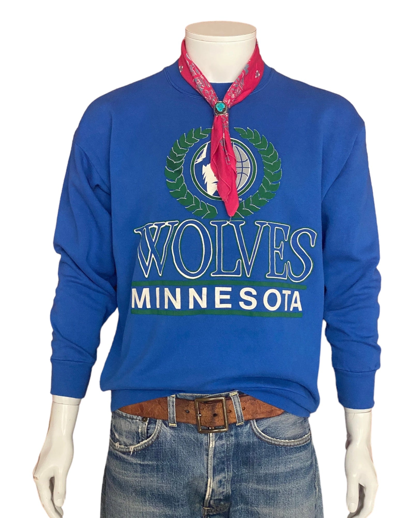 Vintage 90s Wolves Minnesota Sweatshirt Size L Made In USA