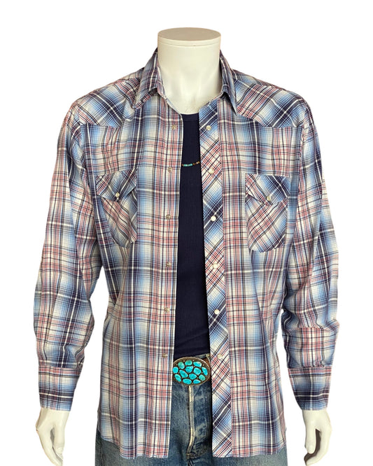 Vintage 80s Plaid Western Shirt - Size L | Rustler Craftsmanship