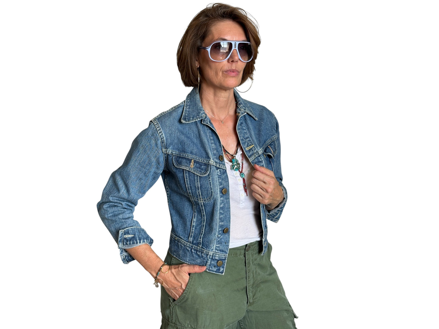 Size 34US / 44EU. Vintage 80s Lee Union Made Denim Shirt – 2 Pockets – Made in USA
