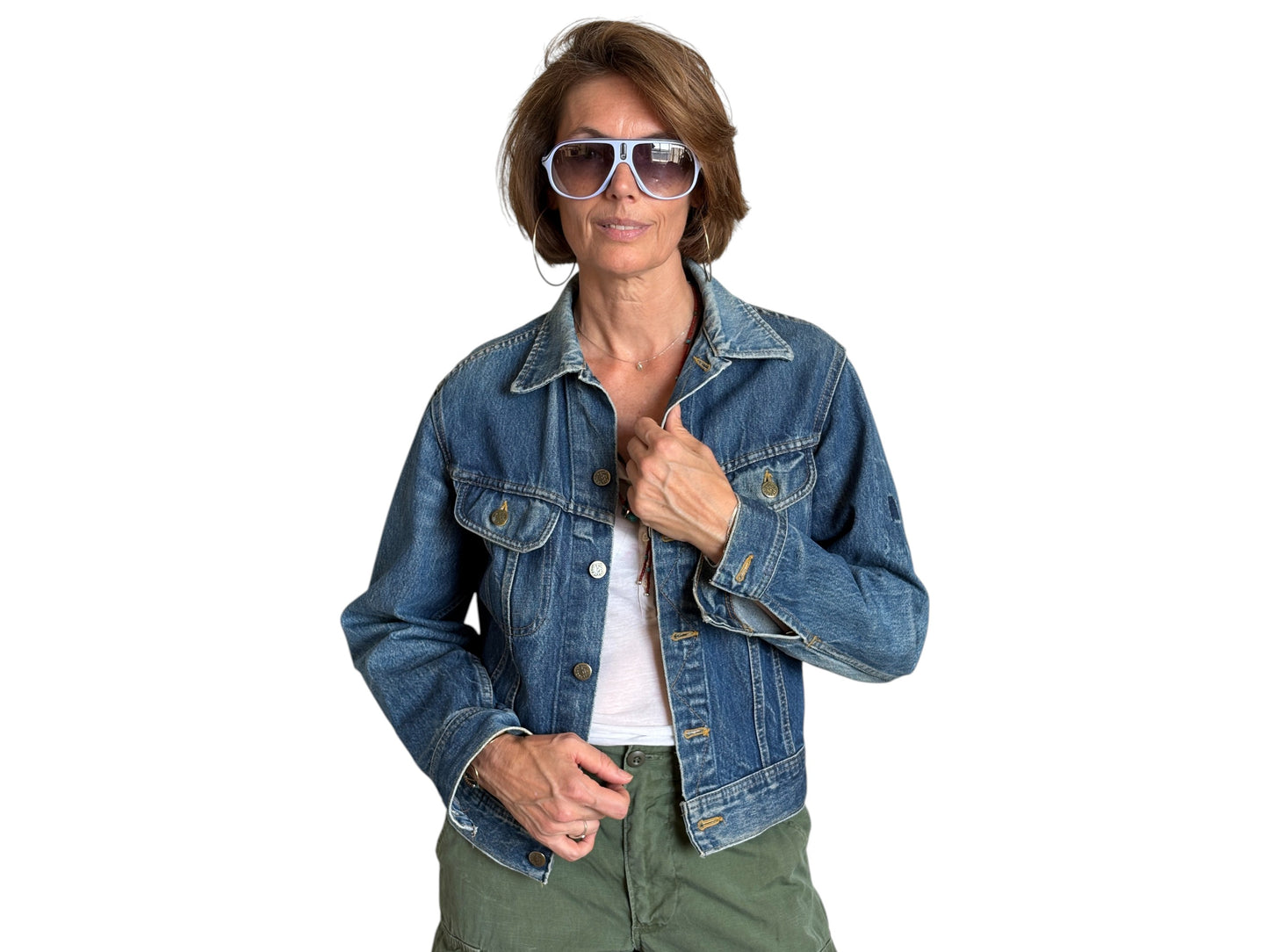Size 34-36US / 44-46EU .  Vintage 80s Lee Denim Jacket – 2 Pockets – Made in USA