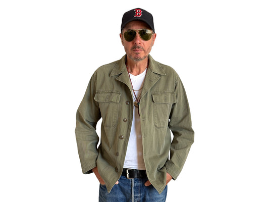 Medium . Authentic US Army HBT Utility Shirt  – Korean War Era