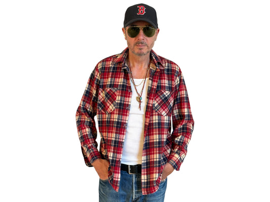 Size Med. Vintage 80s Flannel Plaid Shirt – Retro Grunge Workwear