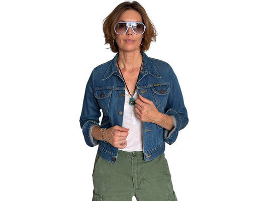 Size 16 . Vintage 70s Wrangler Denim Jacket – 4 Pockets – Made in USA