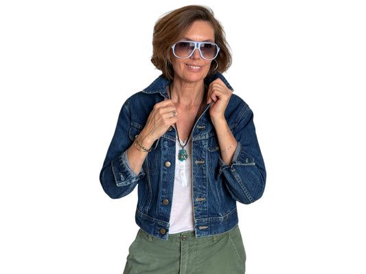 Size 16  . Vintage 80s Lee Denim Jacket – 2 Pockets – Made in USA