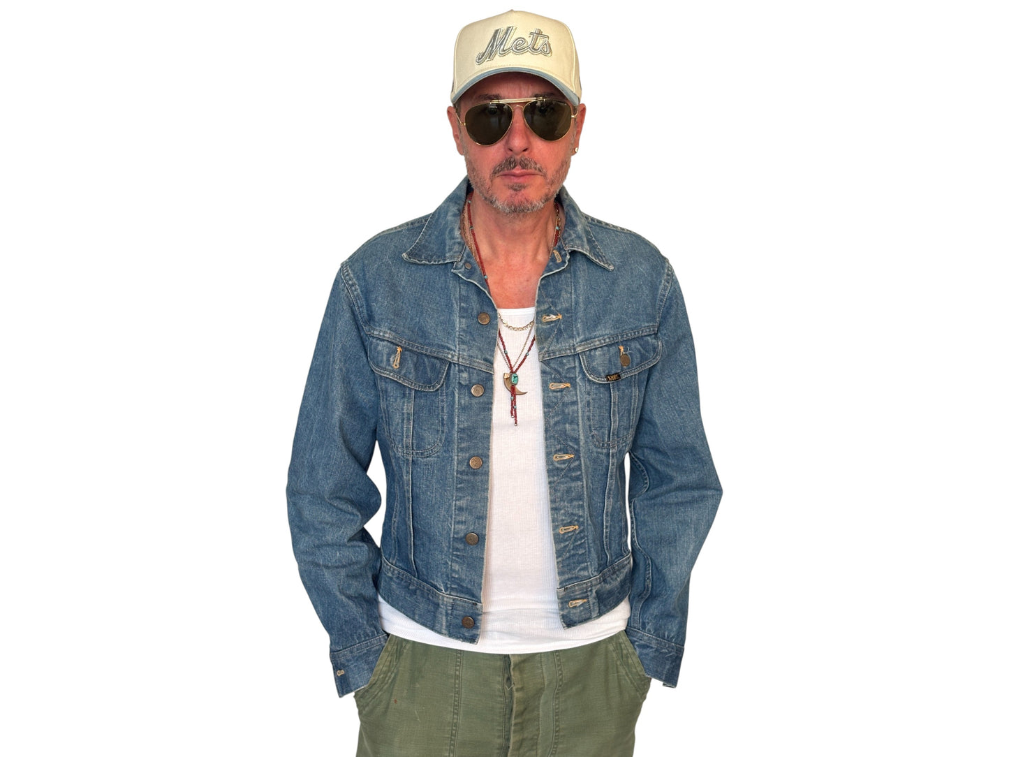 Size 40US / 50EU Vintage 80s Lee Union Made Denim Shirt – 2 Pockets – Made in USA