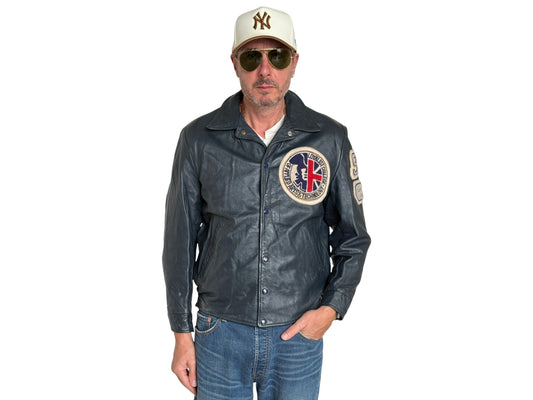 Size 42US / 52EU  Vintage 1990 Loyalist College Varsity Leather Jacket — Construction Engineering Program — Made in Canada