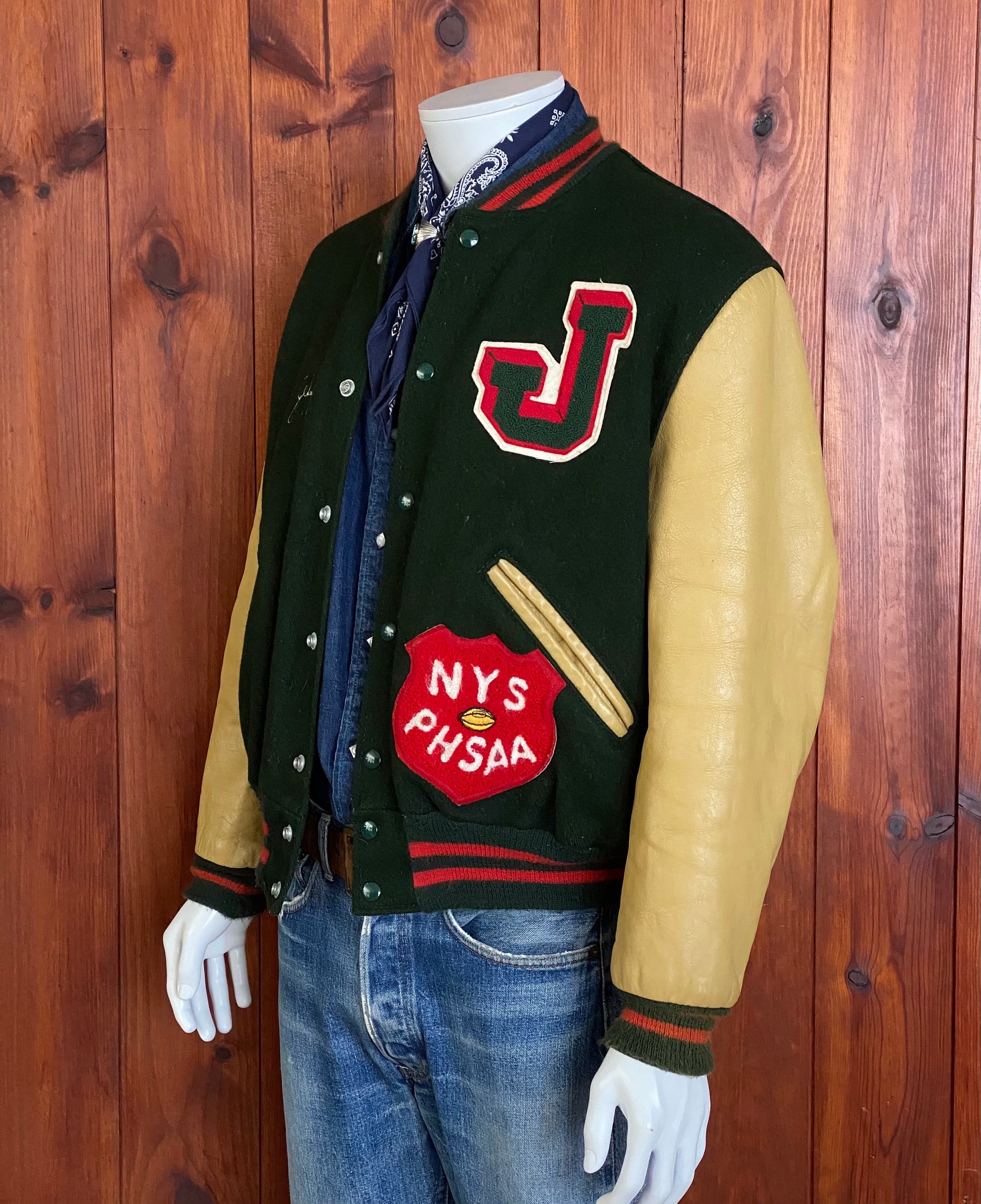 Vintage NYS PHSAA Varsity Letterman Jacket - Leather Sleeve - Size 44USA (54 EU)