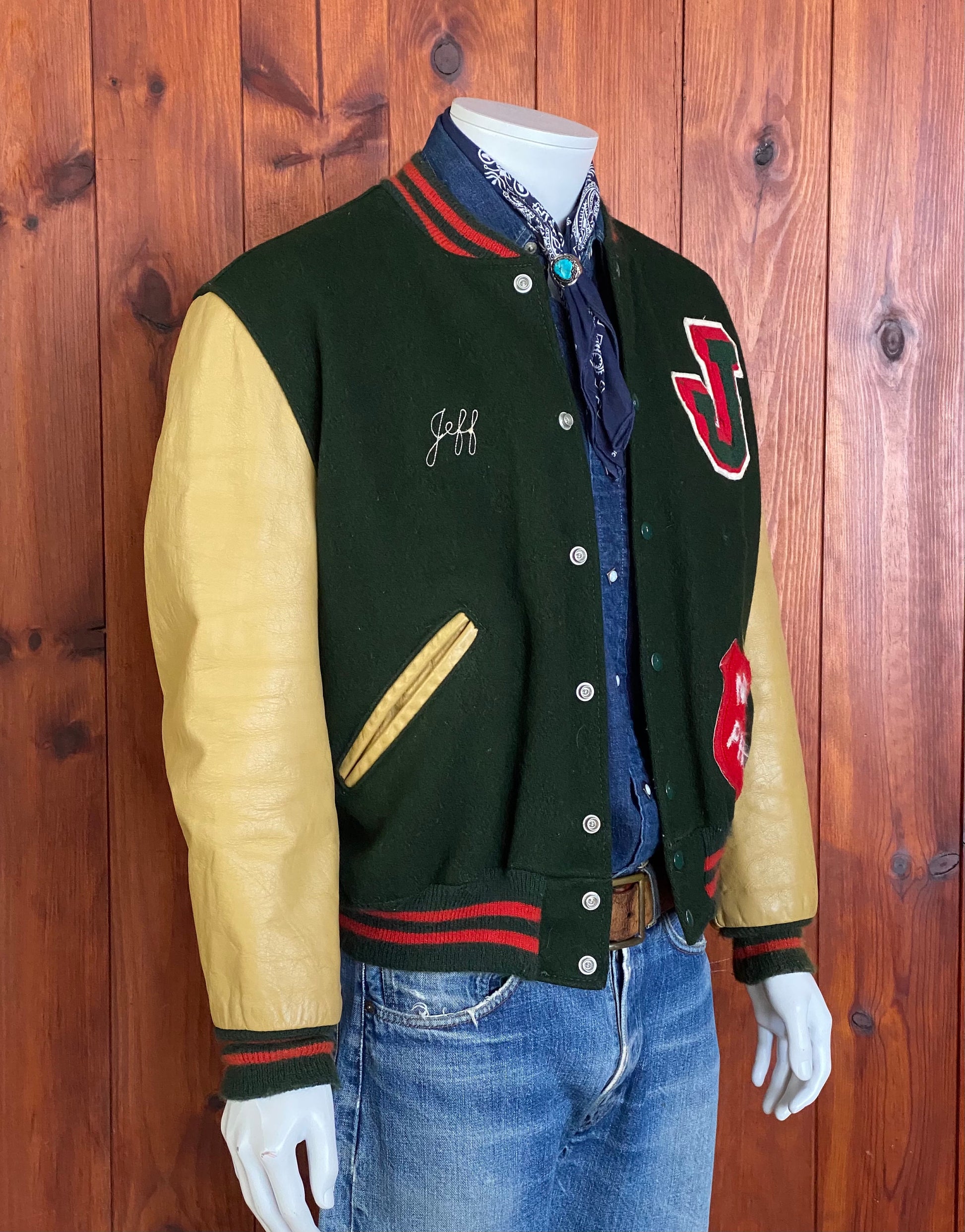 Vintage NYS PHSAA Varsity Letterman Jacket - Leather Sleeve - Size 44USA (54 EU)