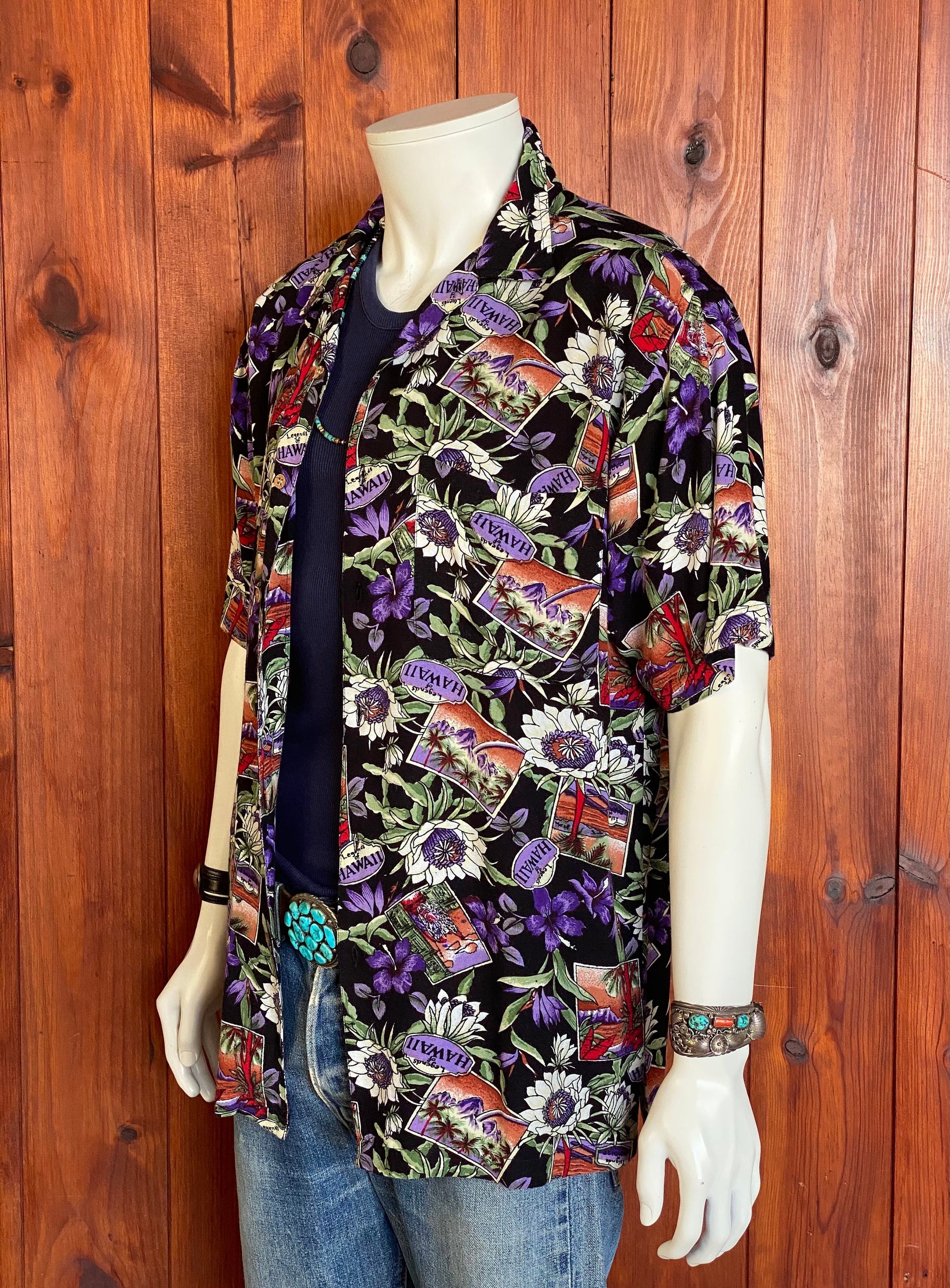 Vintage 90s Hawaiian rayon shirt by Puritan, size medium - Authentic tropical style and lightweight comfort for your wardrobe.
