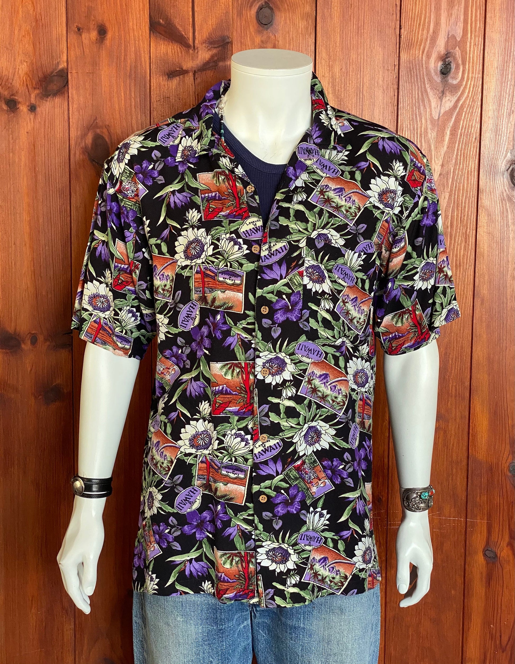 Vintage 90s Hawaiian rayon shirt by Puritan, size medium - Authentic tropical style and lightweight comfort for your wardrobe.