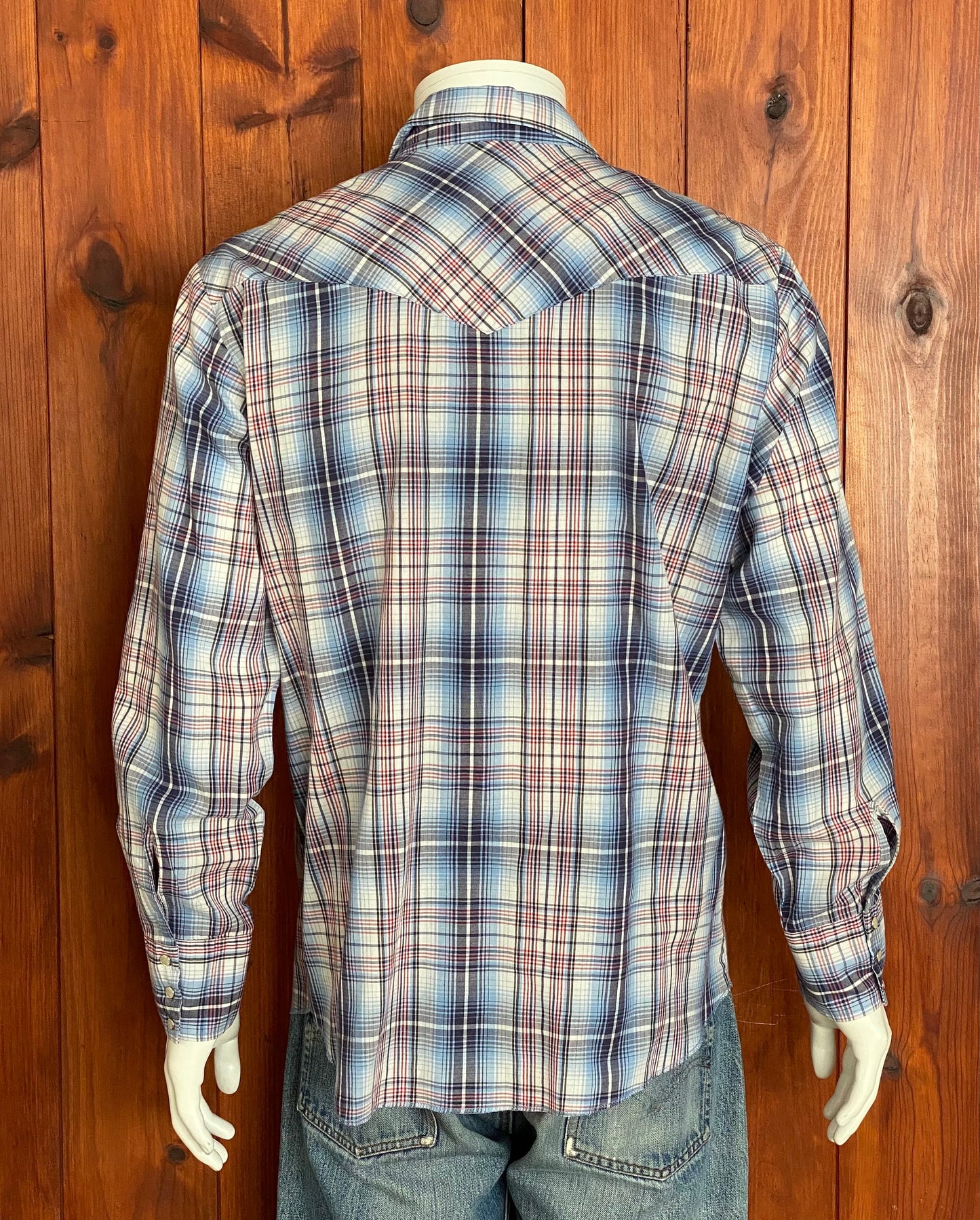 Vintage 80s Plaid Western Shirt - Size L | Rustler Craftsmanship