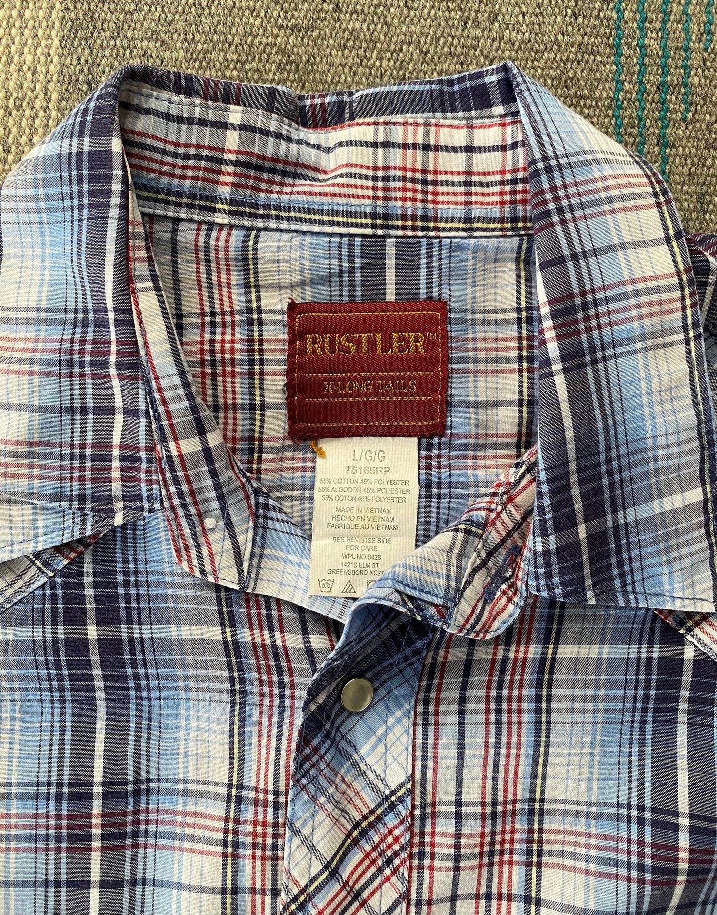 Vintage 80s Plaid Western Shirt - Size L | Rustler Craftsmanship