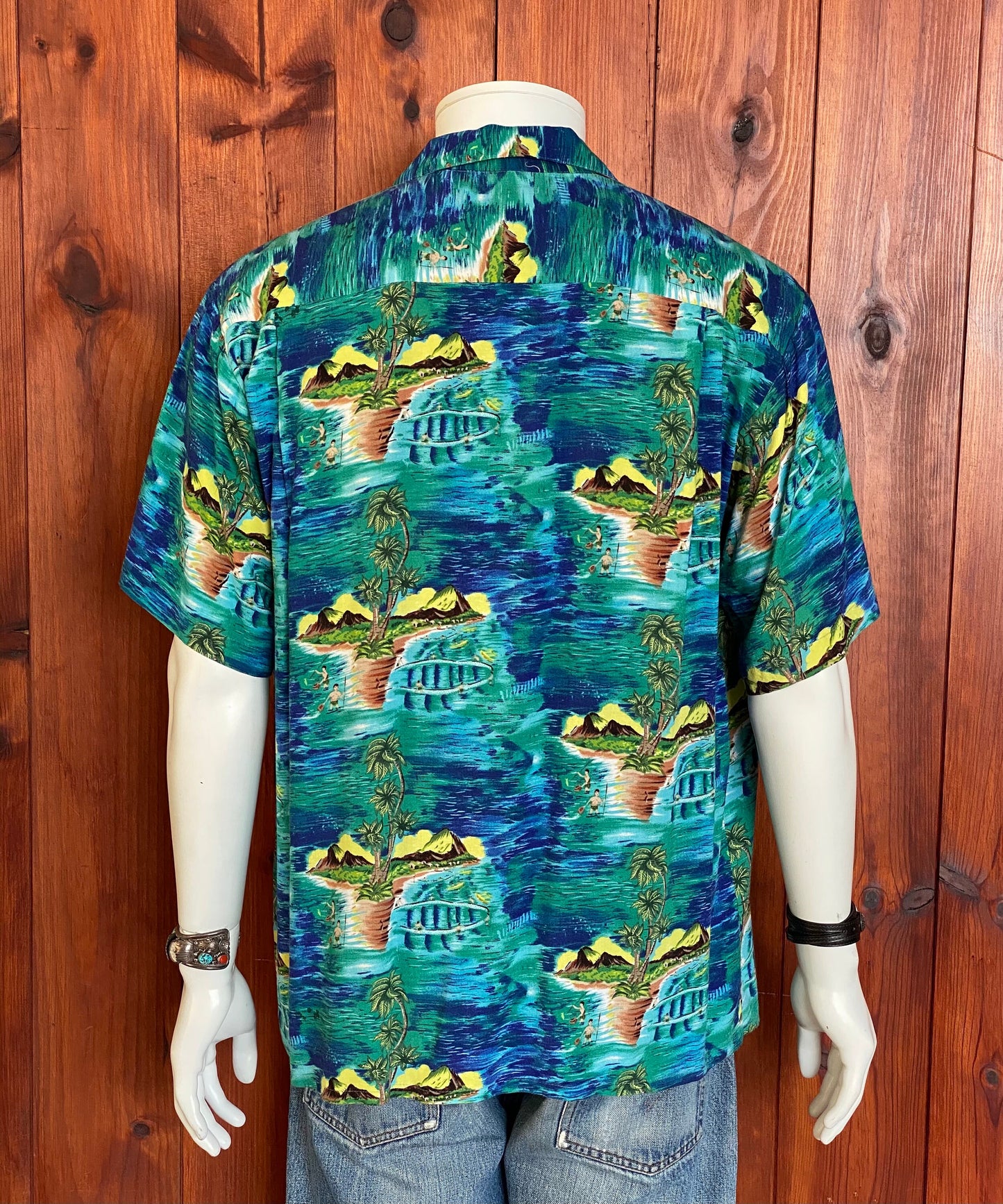 Vintage 90s Hawaiian rayon shirt by Ocean Current, size Medium - Authentic tropical style and lightweight comfort.