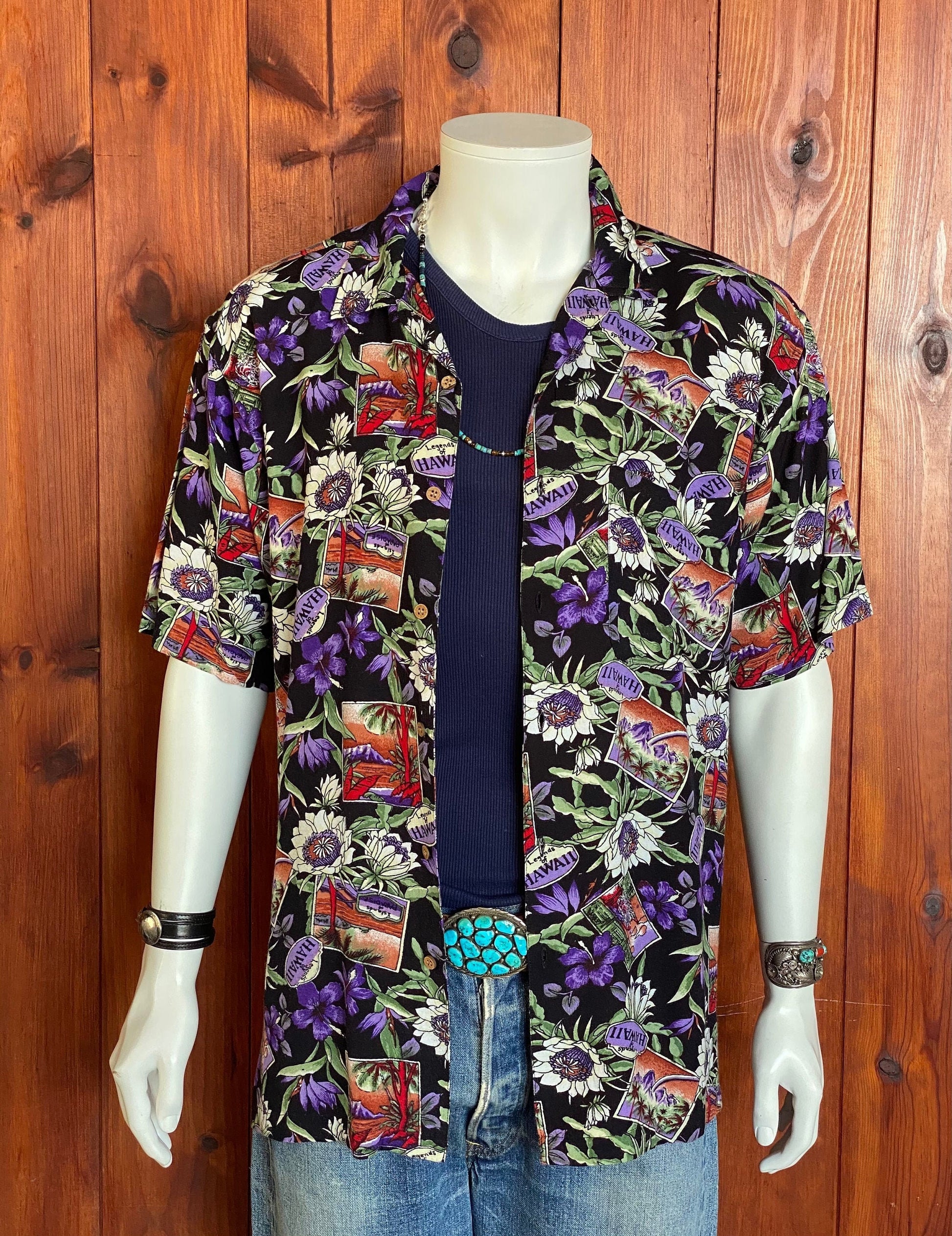 Vintage 90s Hawaiian rayon shirt by Puritan, size medium - Authentic tropical style and lightweight comfort for your wardrobe.