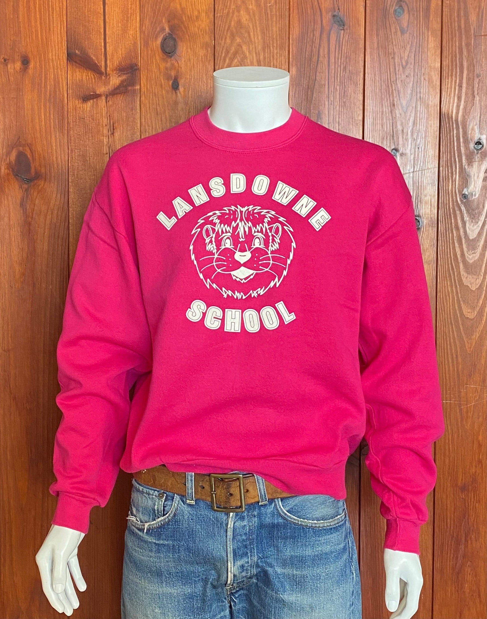 "Large 90s Lansdowne School Vintage Sweatshirt: Classic Retro Apparel Made in USA by Jerzees"