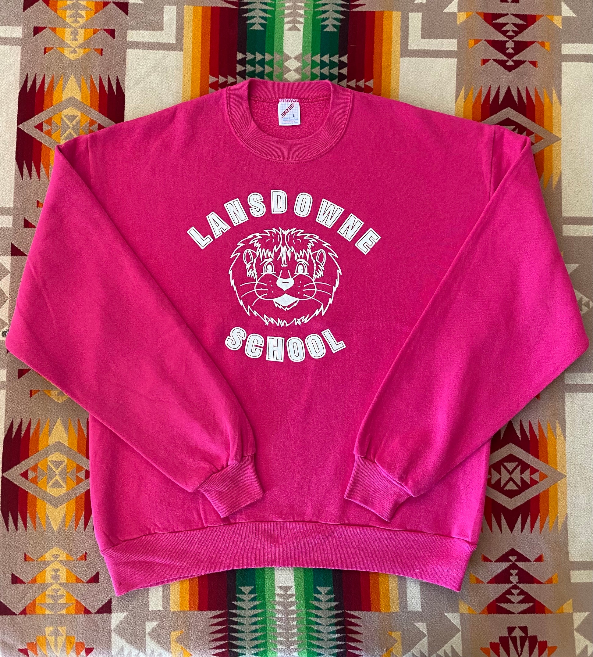 "Large 90s Lansdowne School Vintage Sweatshirt: Classic Retro Apparel Made in USA by Jerzees"