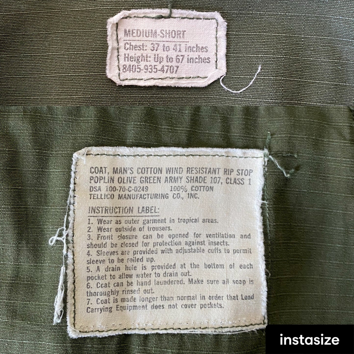 Med Short. Authentic 1970 US Army Vintage Vietnam  jungle jacket..