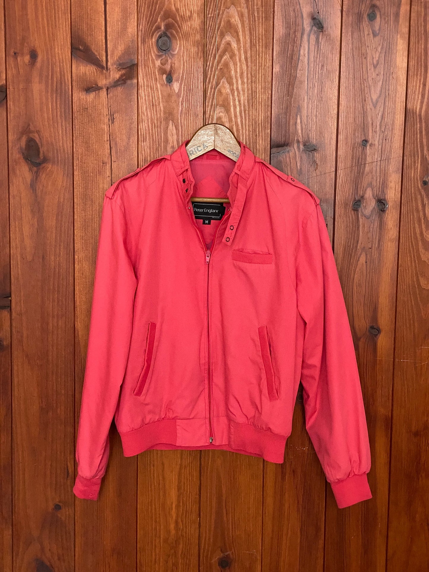 Vintage 80s Members Only style cotton jacket by Peter England, size Medium - Retro fashion with timeless appeal.