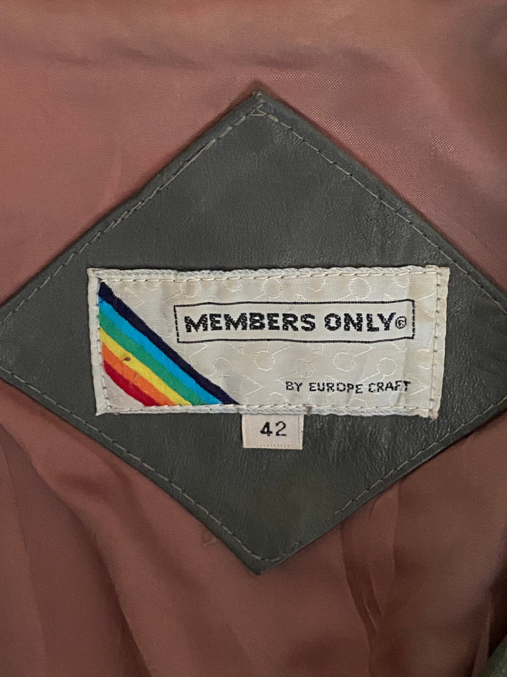Vintage Grey Leather Members Only Jacket - Size 42 US / 52 EU