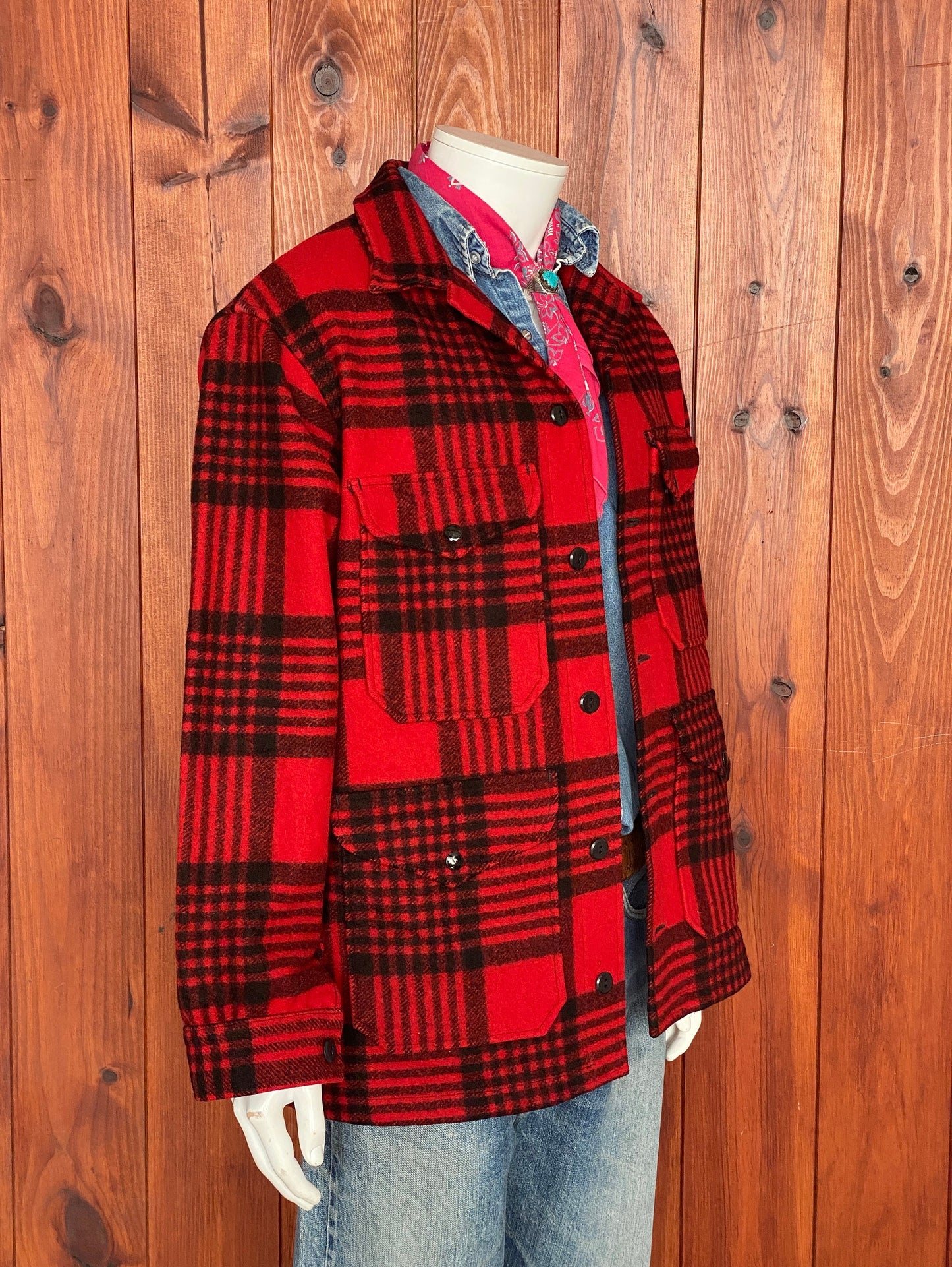 Vintage 60s Pendleton Buffalo Plaid Cruiser Jacket Coat Size L