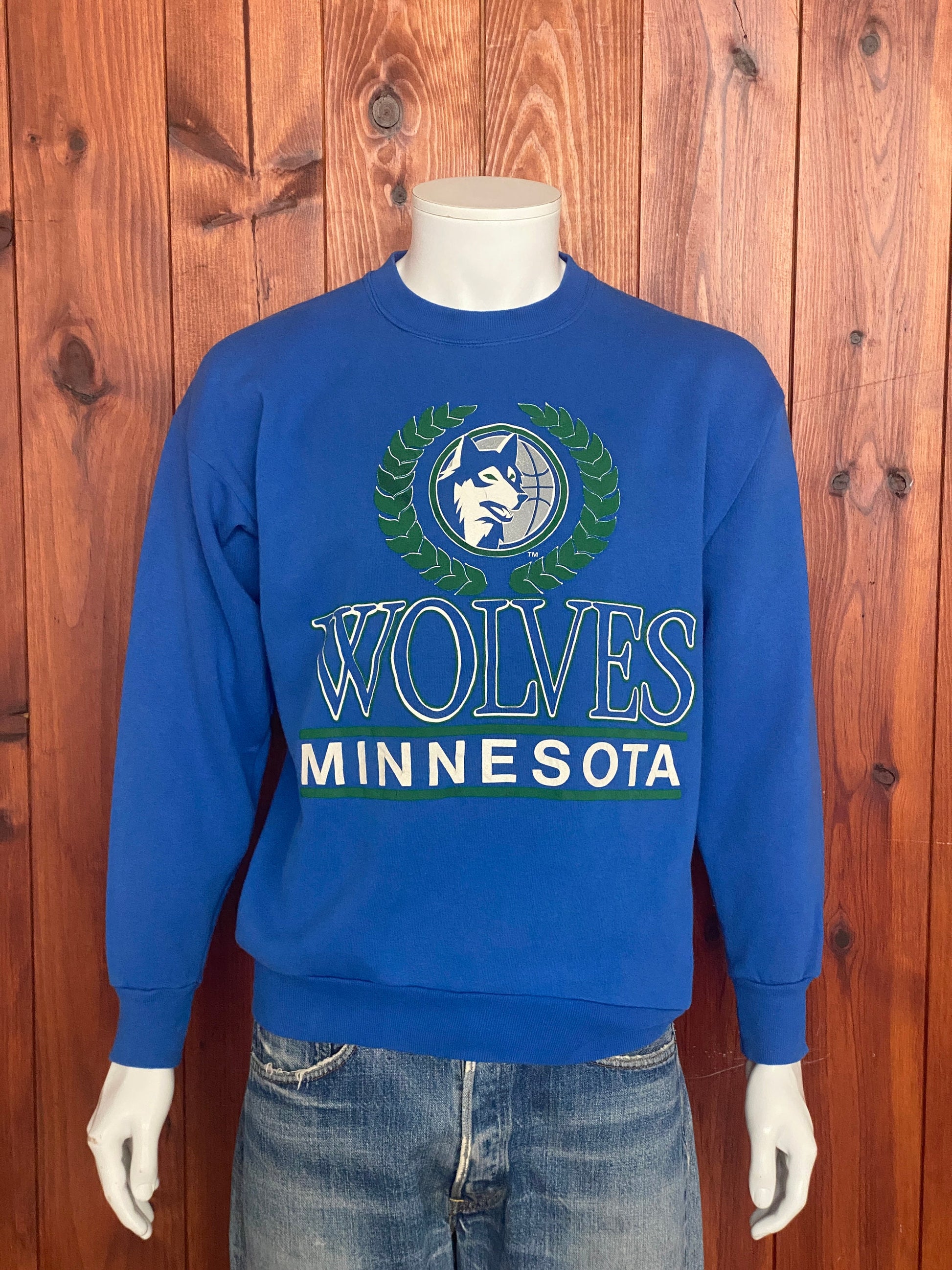 Vintage 90s Wolves Minnesota Sweatshirt Size L Made In USA