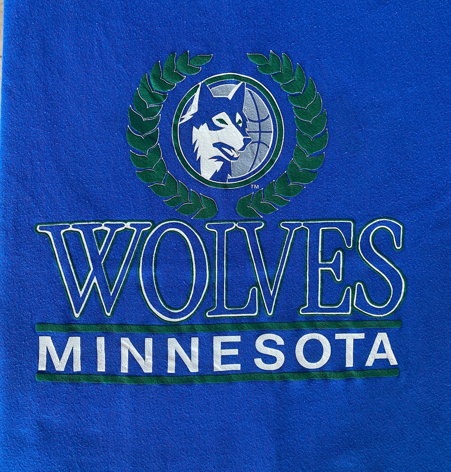 Vintage 90s Wolves Minnesota Sweatshirt Size L Made In USA