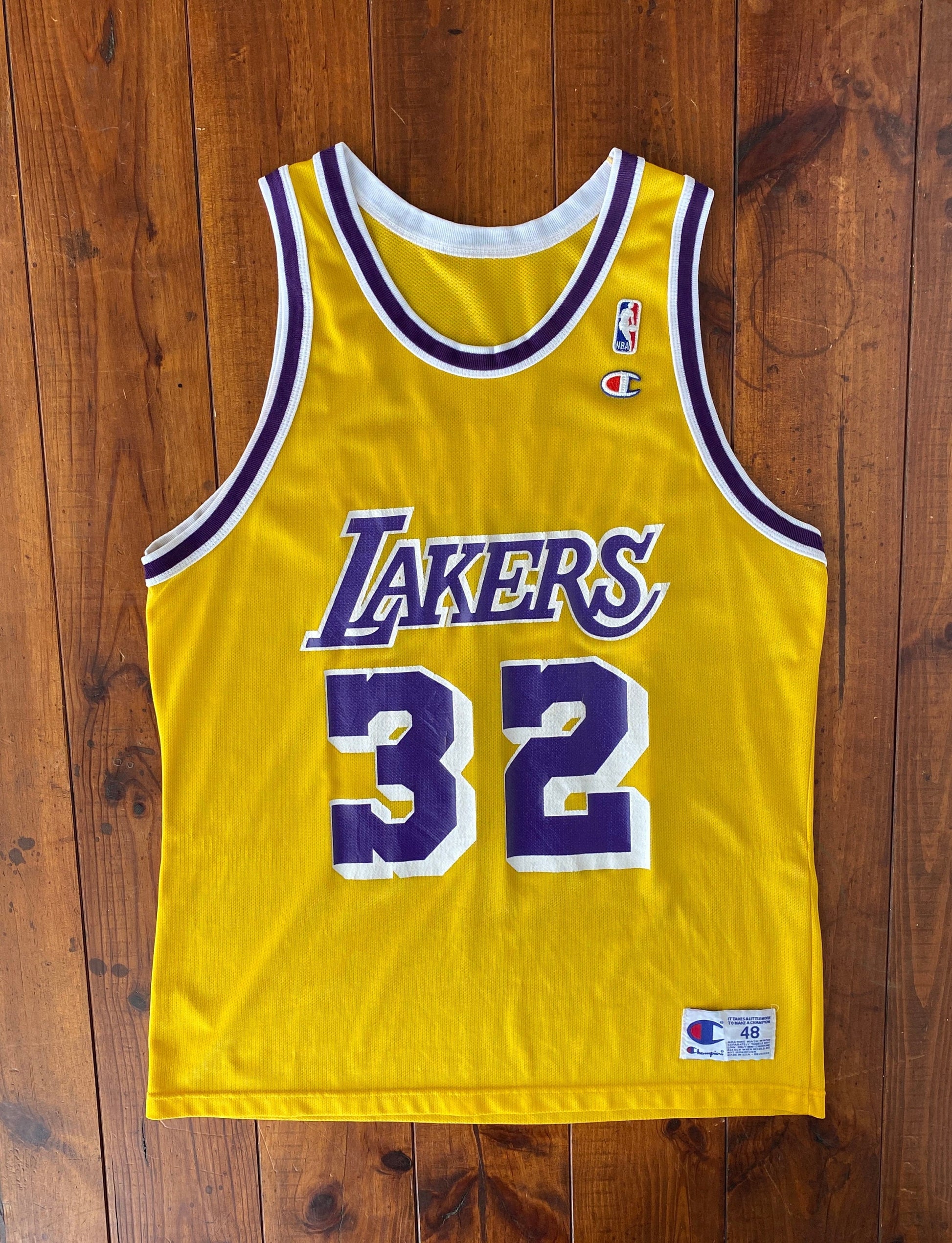 Vintage 90s Lakers Champion NBA jersey, Size 48, Magic Johnson #32, Made in USA