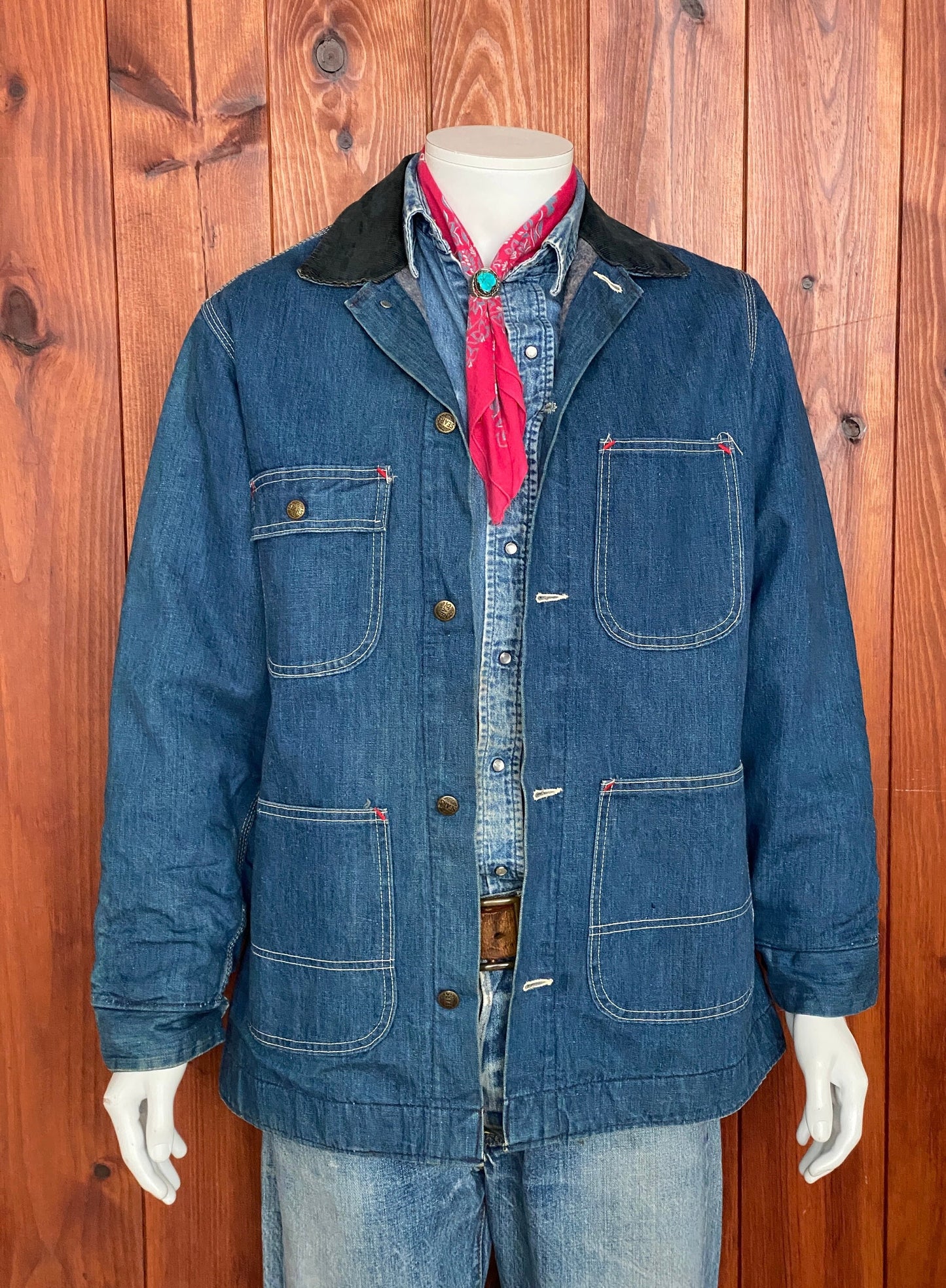 Size Med Tall. Vintage Sears denim Chore Lined coat Jacket