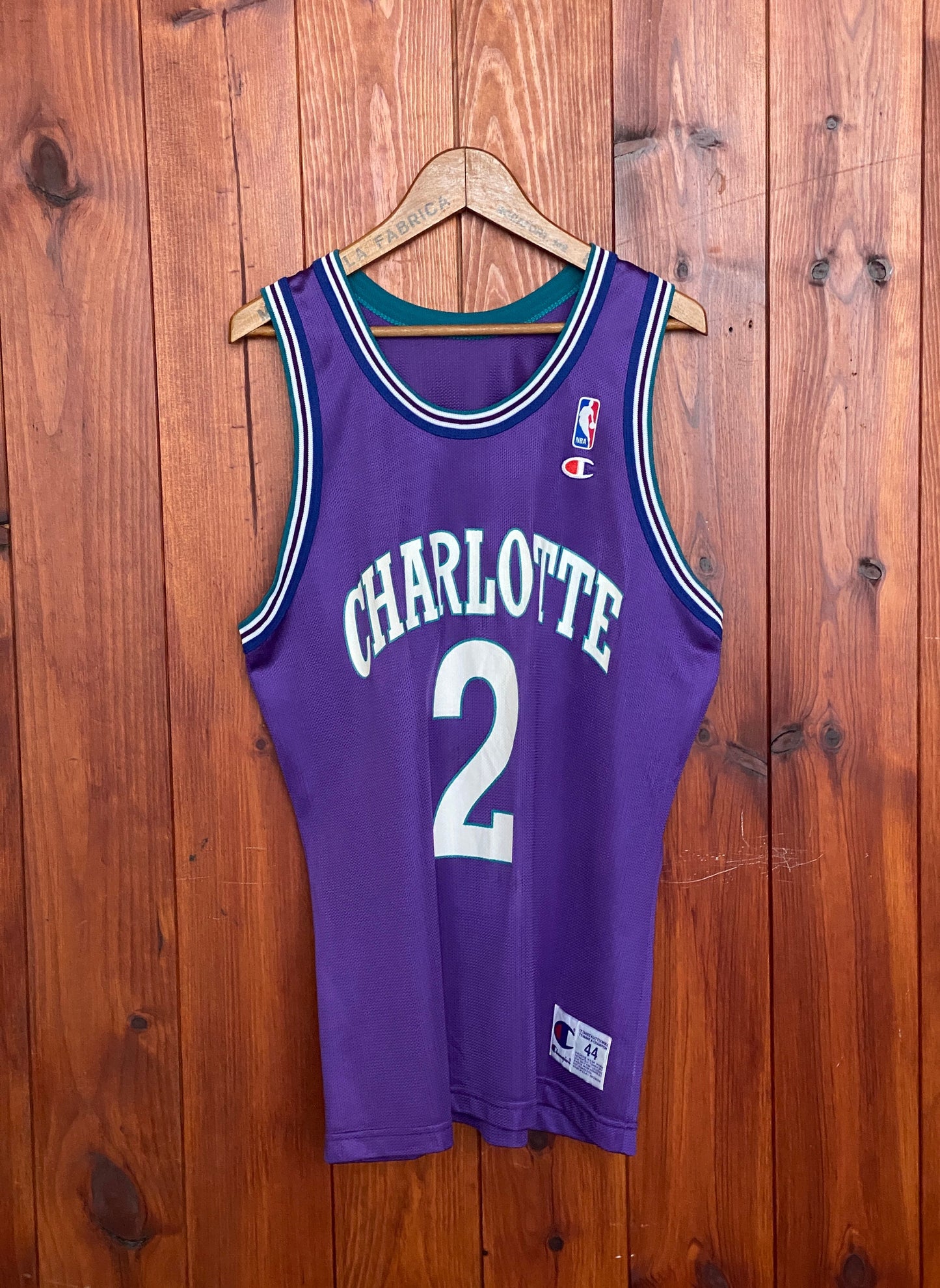 Authentic Size 44 Larry Johnson #2 Charlotte Hornets 90s NBA Jersey | Made in USA by Champion