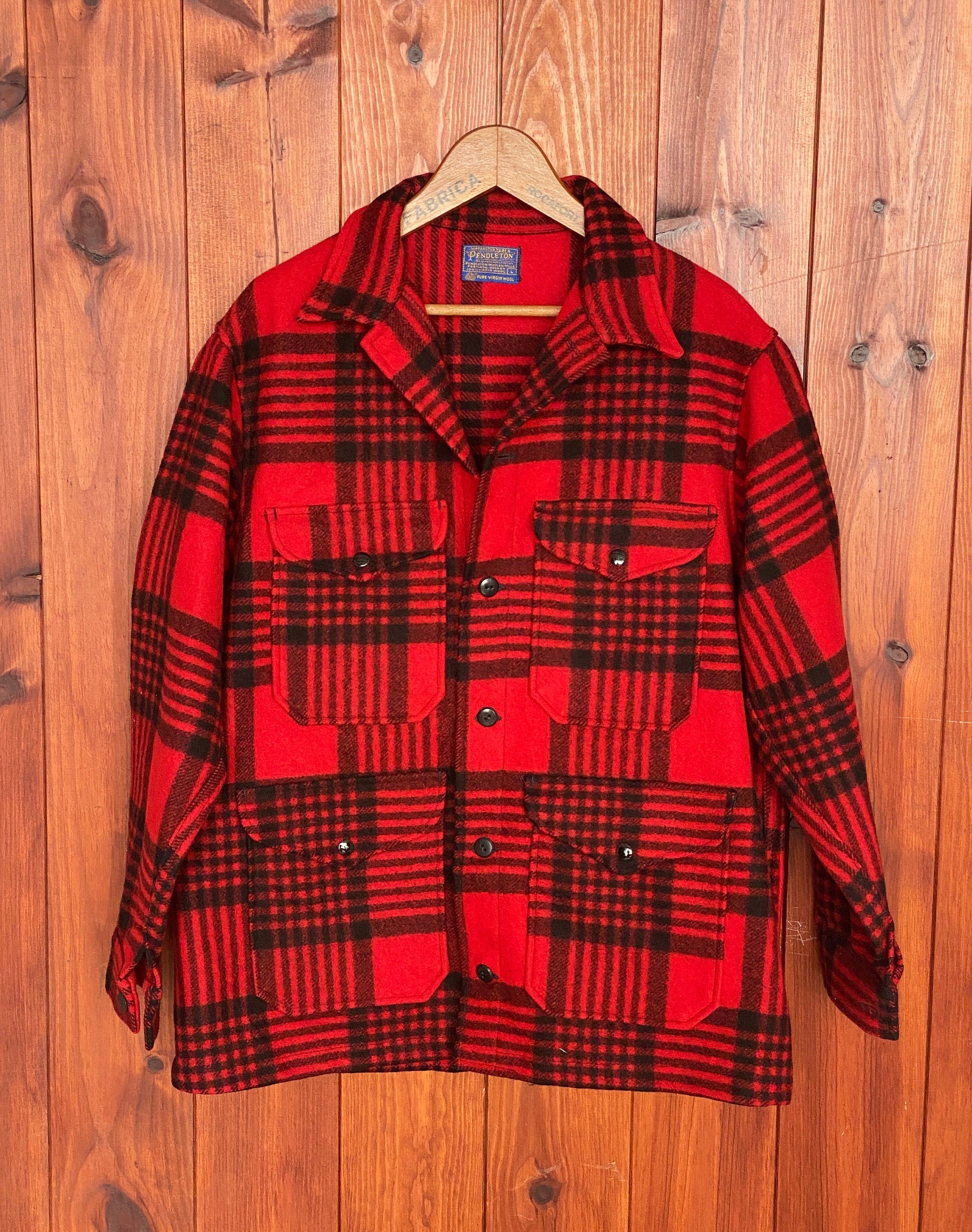 Vintage 60s Pendleton Buffalo Plaid Cruiser Jacket Coat Size L