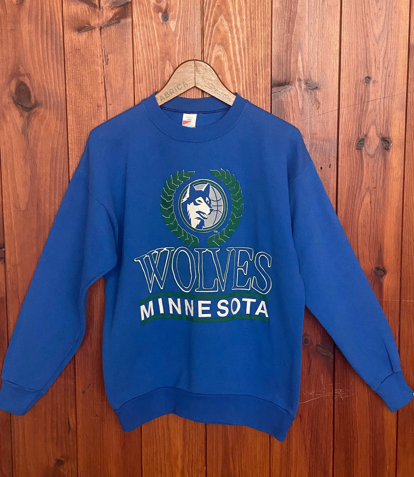 Vintage 90s Wolves Minnesota Sweatshirt Size L Made In USA