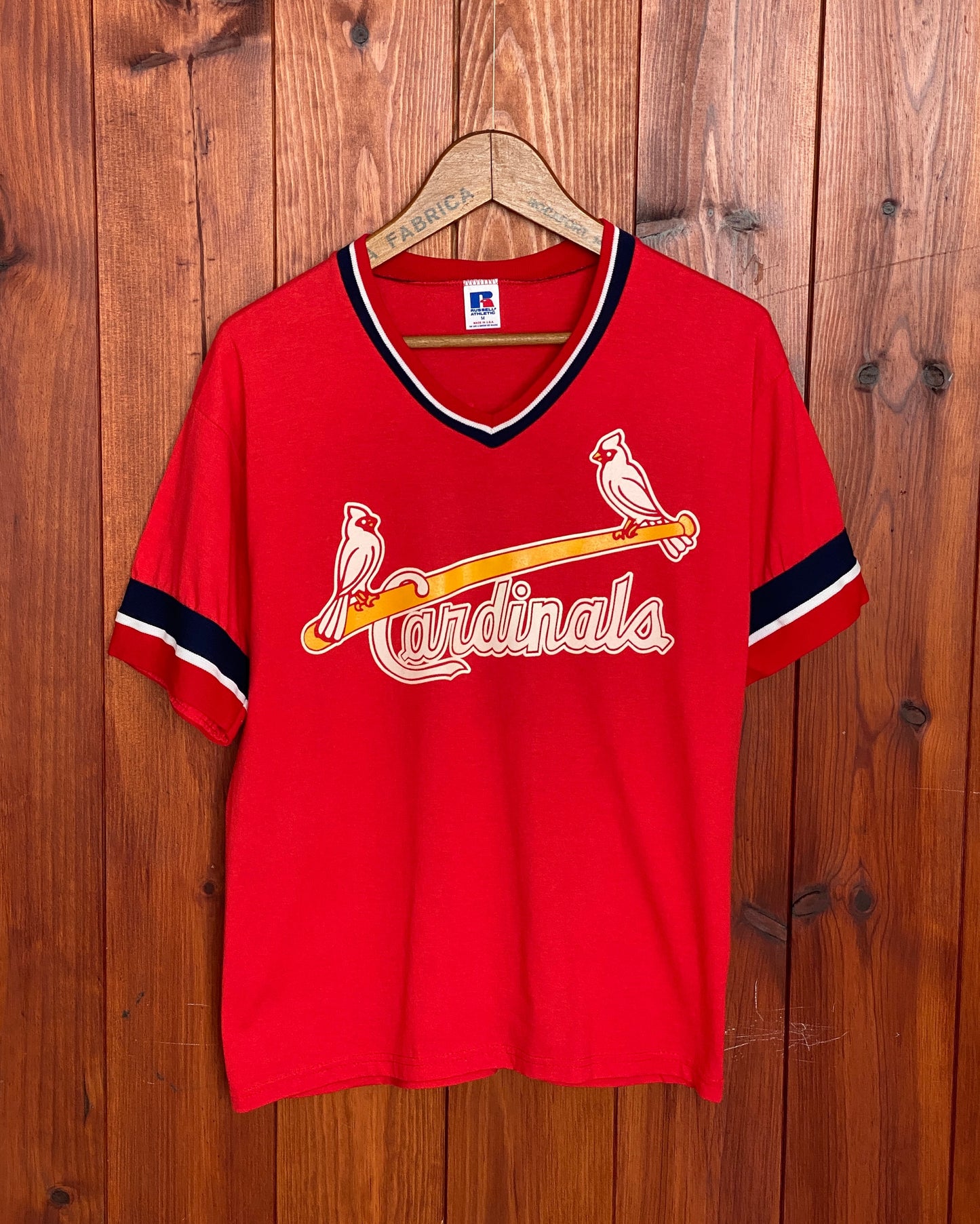 Cardinals Baseball 80s Vintage Poly-cotton T-shirt Size M Made in USA by Russell Athletic