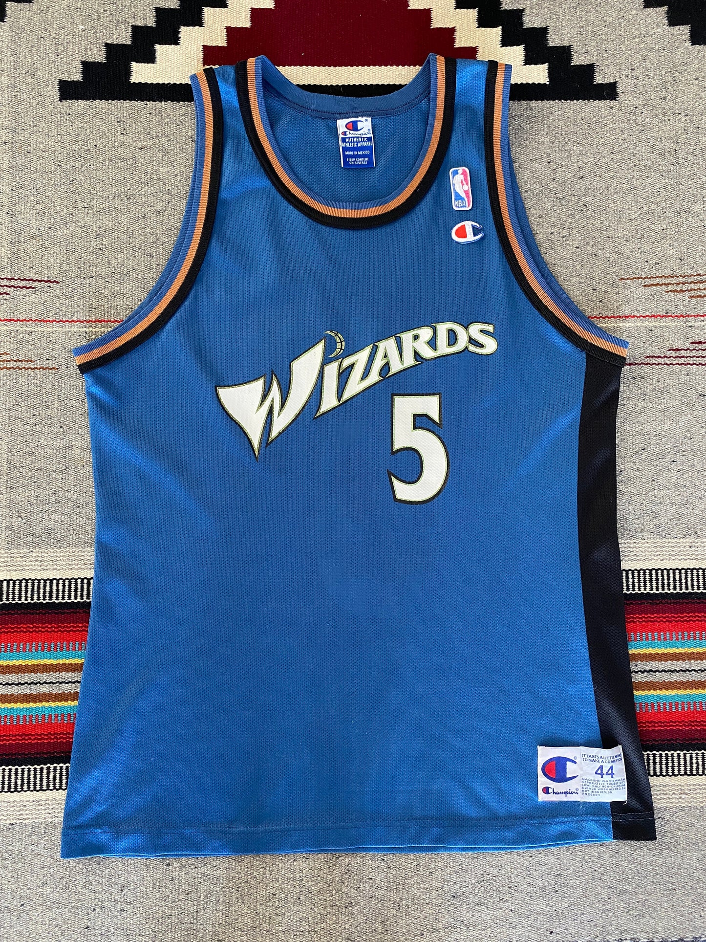 Authentic Size 44 Juwan Howard #5 Washington Wizards 90s Champion NBA Jersey