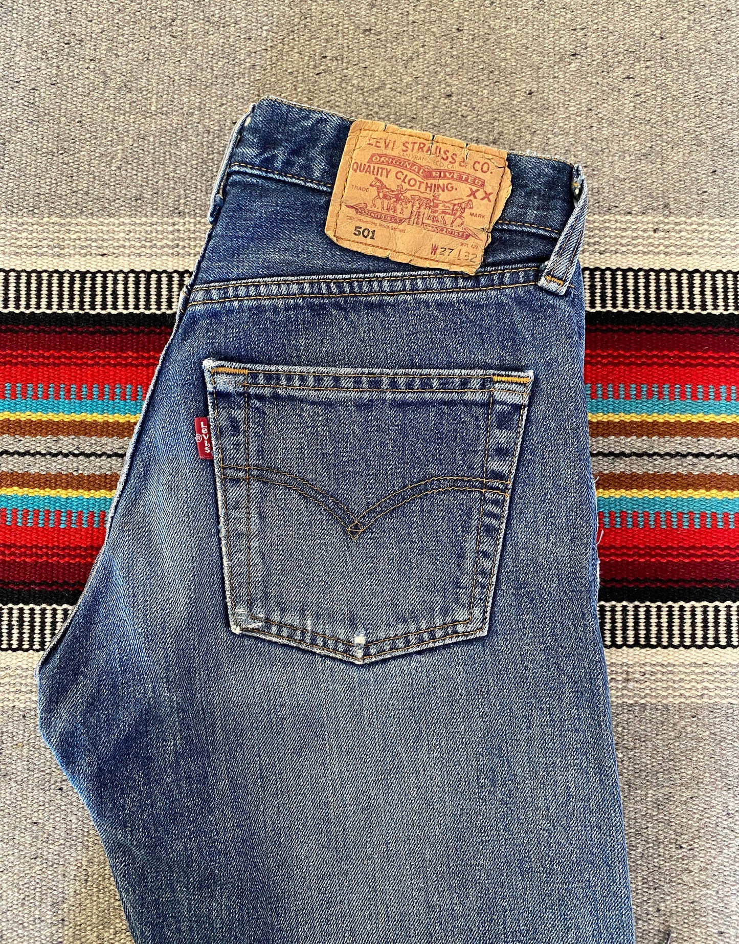 27X32 Levis 501 vintage beautifully distressed