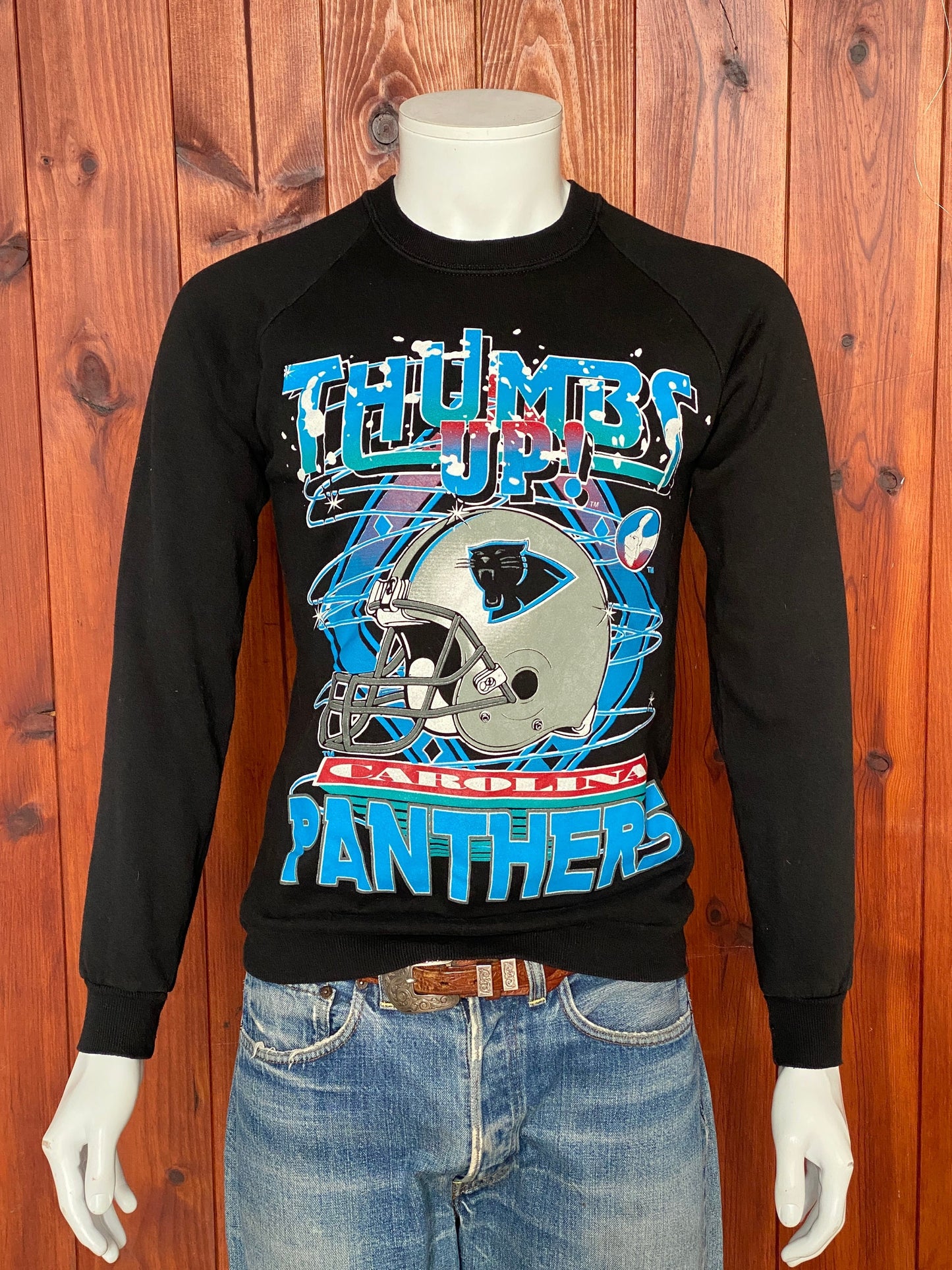 Medium 80s vintage Panthers sweatshirt made in USA - retro American apparel for your wardrobe.
