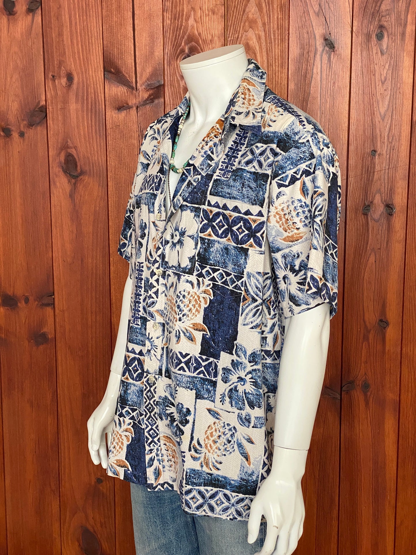 XL. Vintage 80s Hawaiian cotton shirt Made In Hawaii