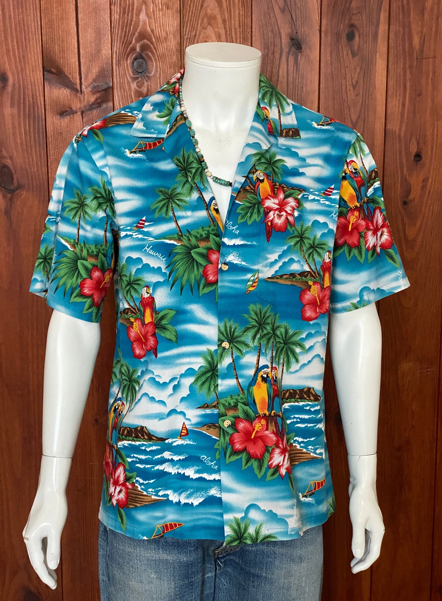 Large vintage 70s Hawaiian thin cotton shirt - retro island style