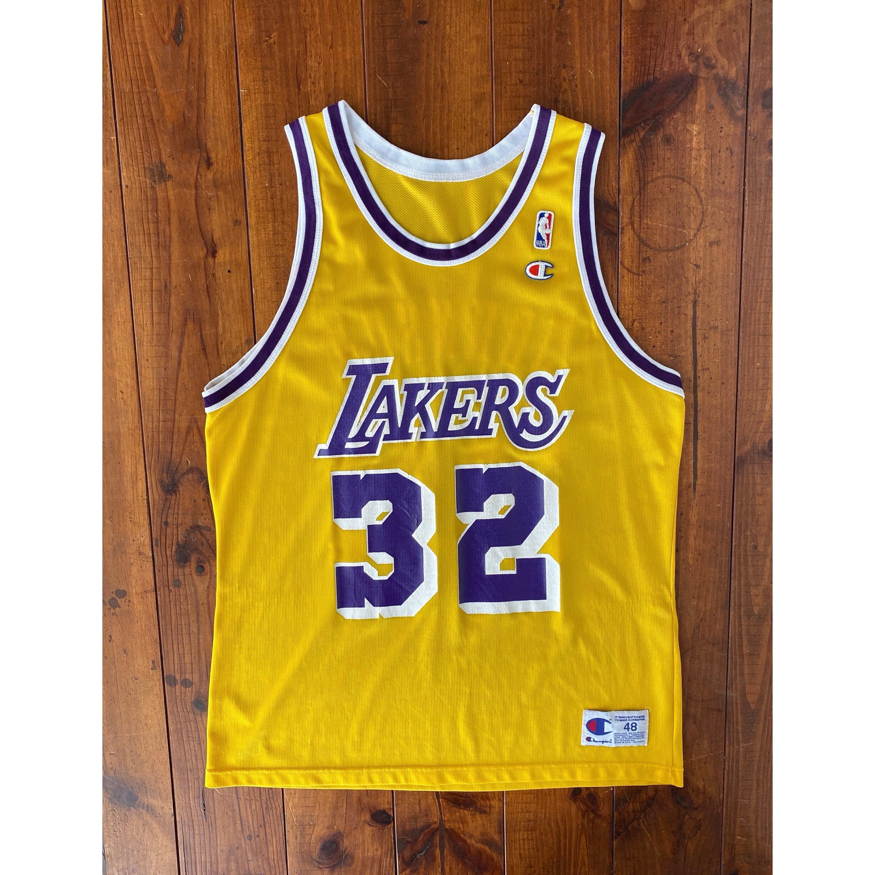 Vintage 90s Lakers Champion Jersey Size 48 Magic Johnson 32 Made in USA