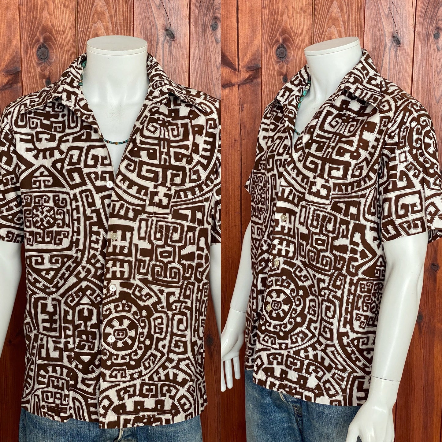 Large. Vintage 70s Hawaiian satin cotton shirt