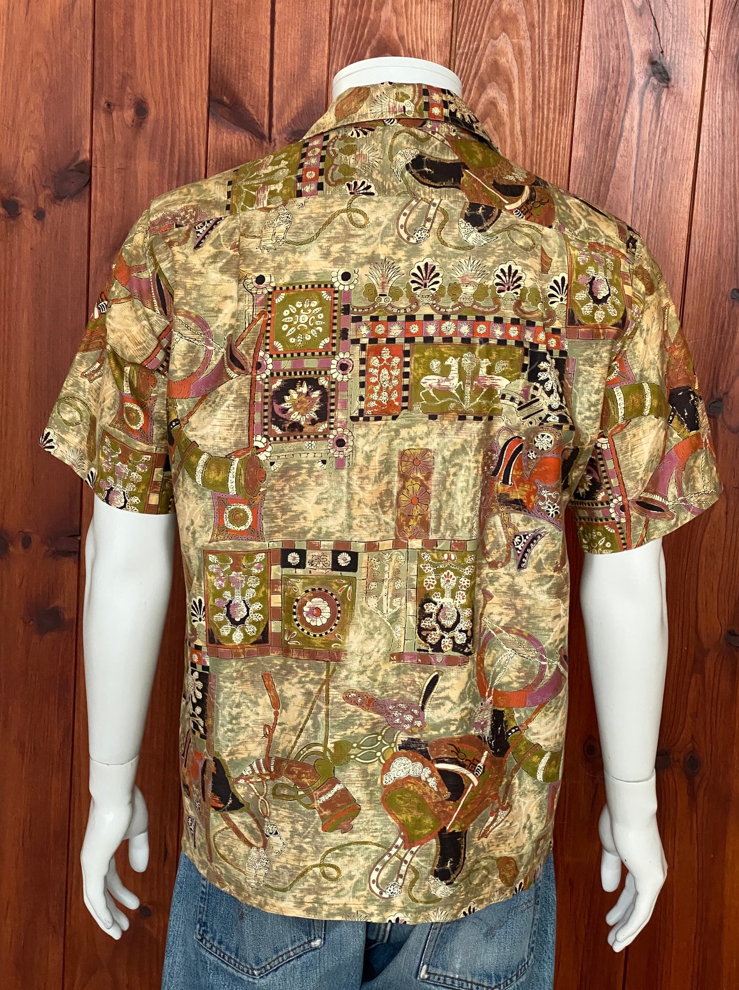 Large Vintage 70s Hawaiian Satin Cotton Shirt | Retro Apparel