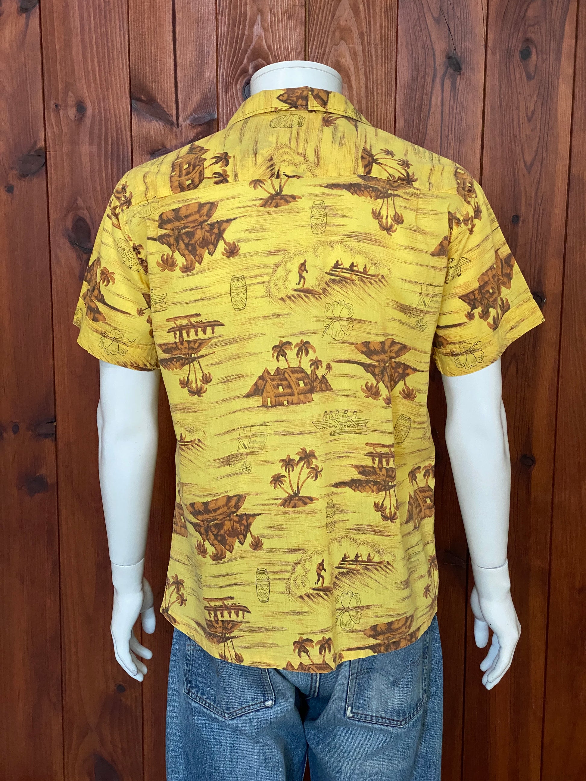 Medium Size Vintage 60s Hawaiian Shirt, Cotton, Made in USA - Retro Collectible