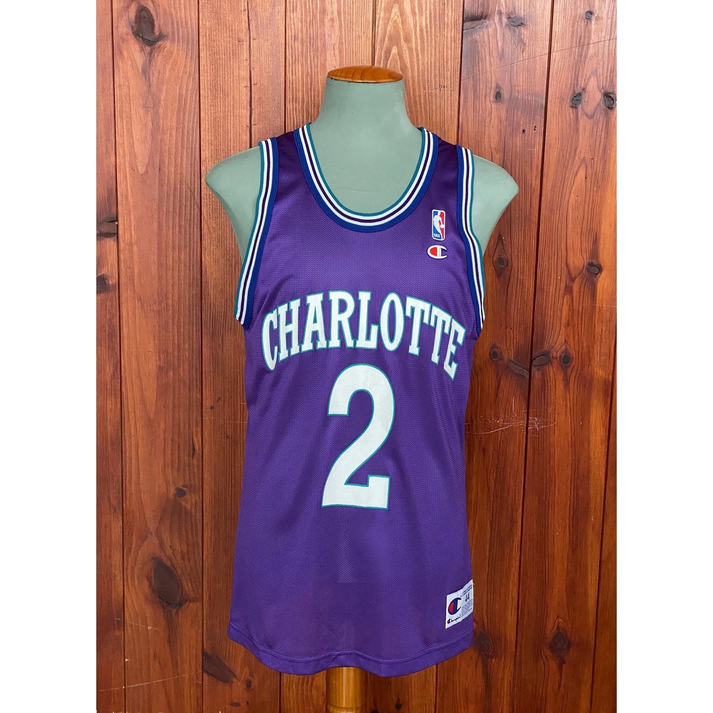 Authentic Size 44 Larry Johnson #2 Charlotte Hornets 90s NBA Jersey | Made in USA by Champion