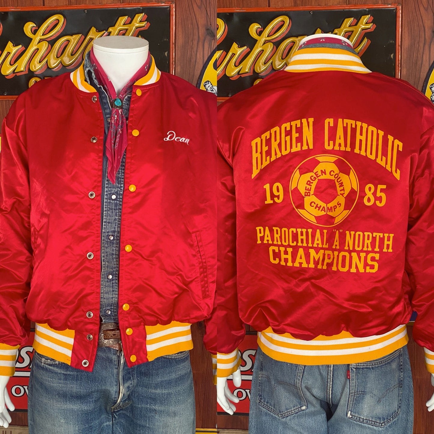Vintage 1985 Soccer Satin Jacket - Size Large | Retro Athletic Style