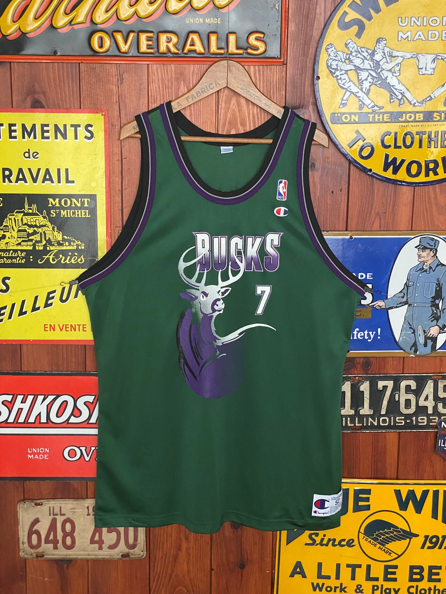 Vintage Bucks NBA #7 Brandon Champion Jersey - Size 52 | Classic Basketball Memorabilia